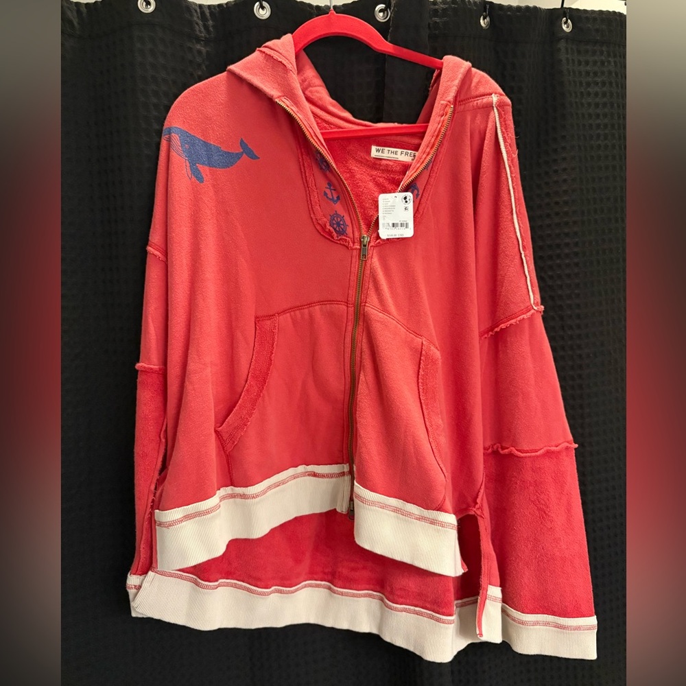 Free People Seashell Cardi Small Color: Red Combo NWT - Picture 6 of 7